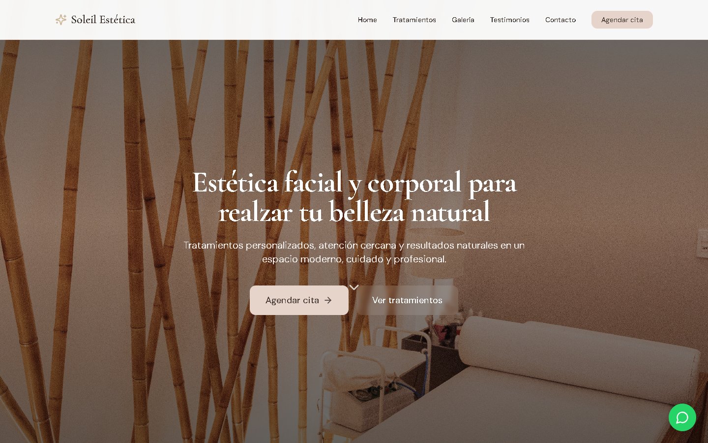 Web de Soleil Estética creada por OptiBusiness